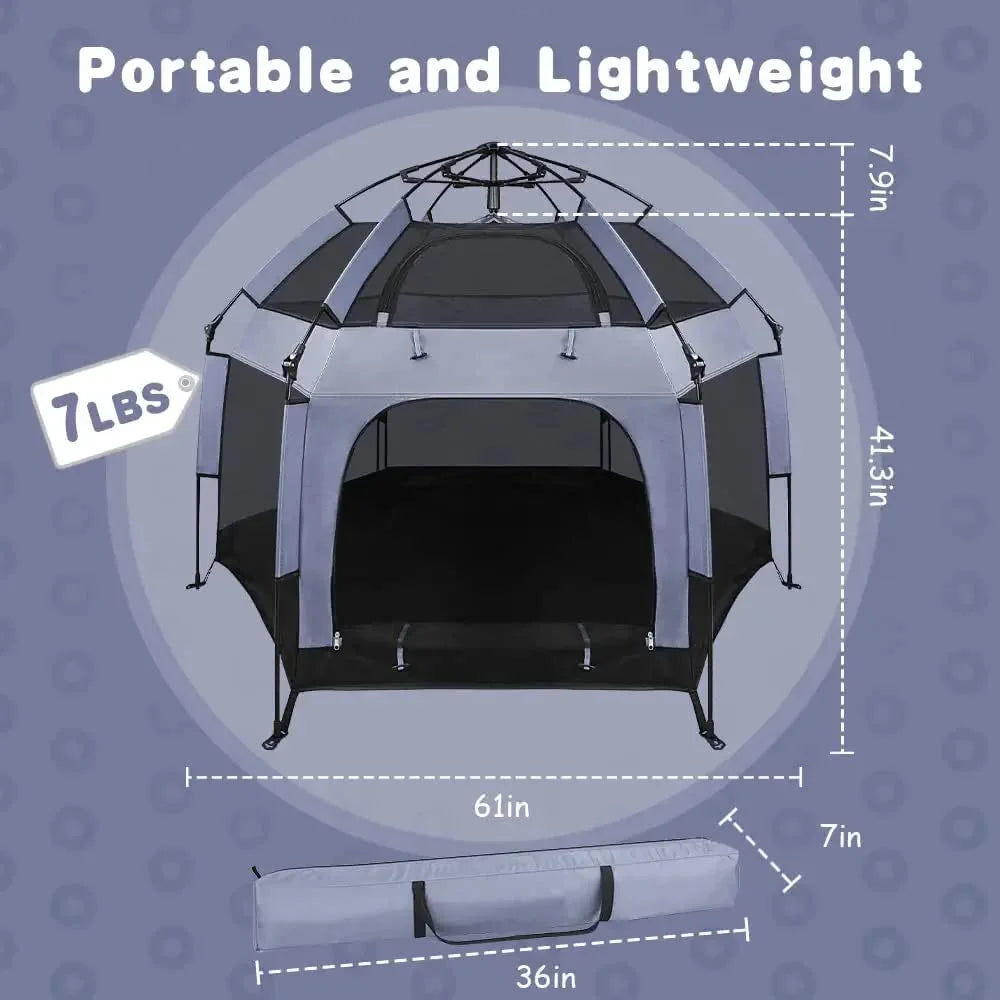 Outdoor Baby Playpen With Canopy, 61 x 61 x 49.2 in
