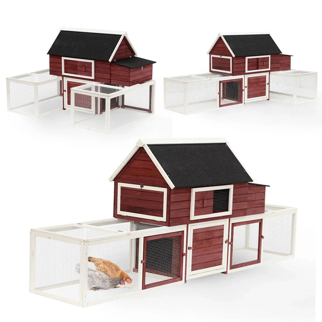 Pawhut Wooden Backyard Chicken Coop With Nesting Box And Run, 114in