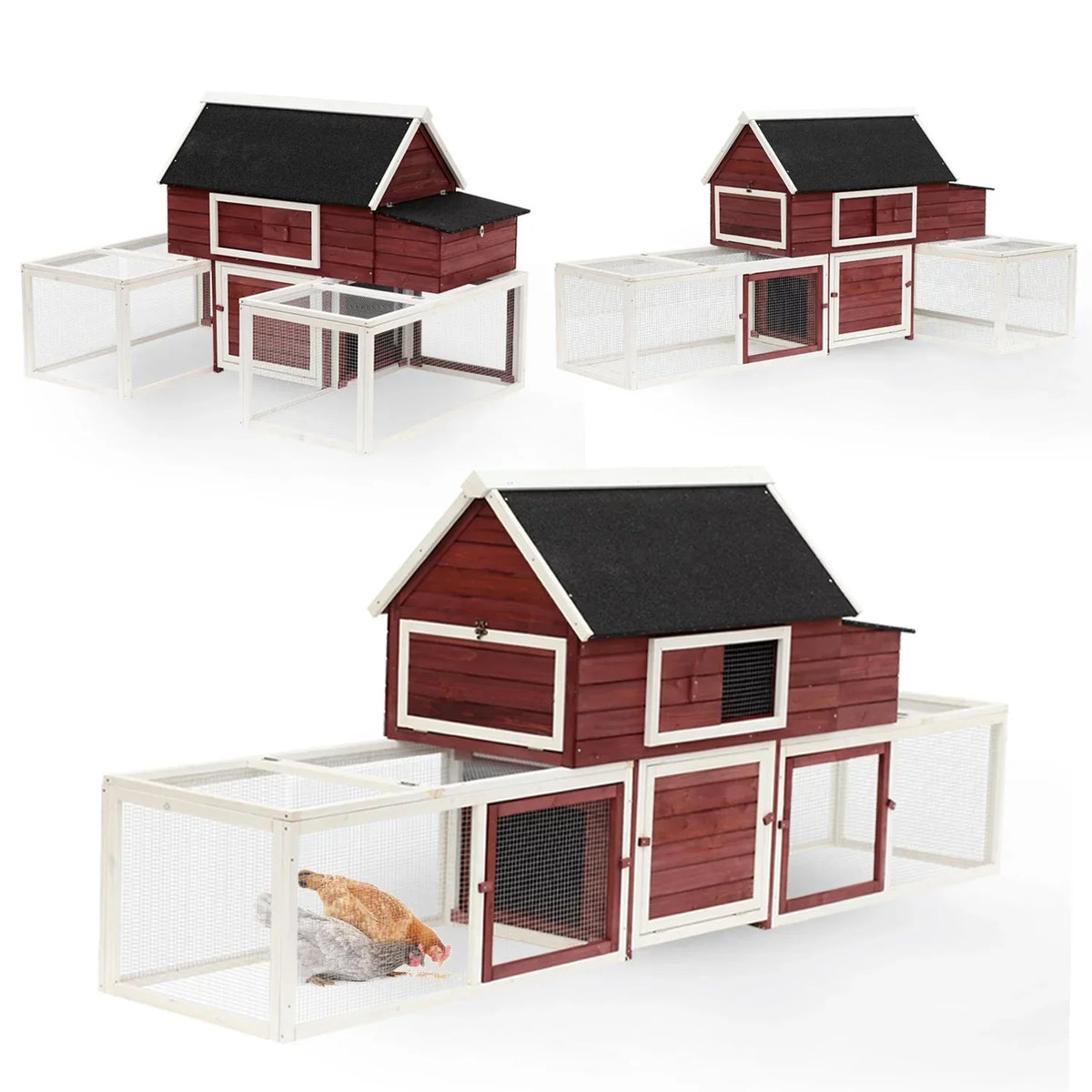 Pawhut Wooden Backyard Chicken Coop With Nesting Box And Run, 114in