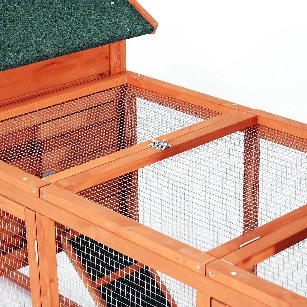 Pawhut Wooden Chicken Coop With Double Nesting Boxes And Outdoor Run