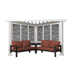 Backyard Discovery Galvanized Steel Corner Pergola With Seating, White, 12x8' - Ridgedale
