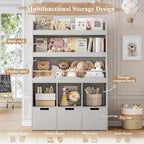 HITHOS Kids Bookshelf With Toy Storage Organizer, 55.3in H x 39.2in W, 3 Movable Storage Bins