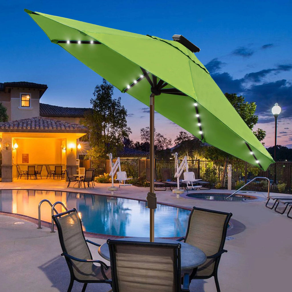 EliteShade 9ft Market Patio Umbrella With 80 LED Lights, Ruby