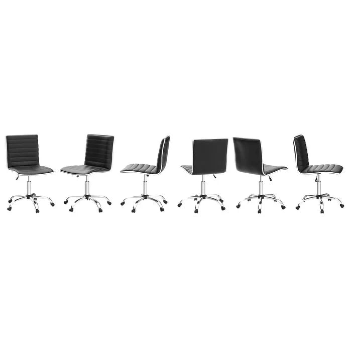 Adjustable Mid-Back Armless Swivel Office Chair With PU Leather - 265 lbs.