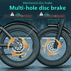 HiKeep Electric Mountain Bike, 20 inch Fat Tires, 48V 15Ah Battery - K6-L
