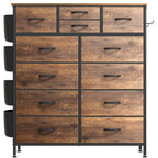 12-Drawer Fabric Dresser With Wood Top And Metal Frame