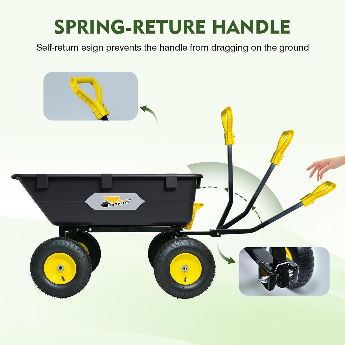 RIDALIYA Garden Dump Cart Utility Wagon, 600 lbs Or 1200 lbs Capacity, 6 Cu Ft Bed, 12.6-inch Pneumatic Tires, 180-Degree Pivot Steering