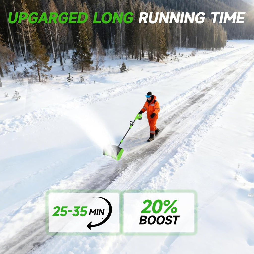 GEARPASS Cordless Snow Shovel 21V 16-Inch With 2 3000mAh Recharge Batteries