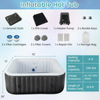 Inflatable Hot Tub, 70-80 in Round Or 71 x 70 in Rectangular, 2-6 Person