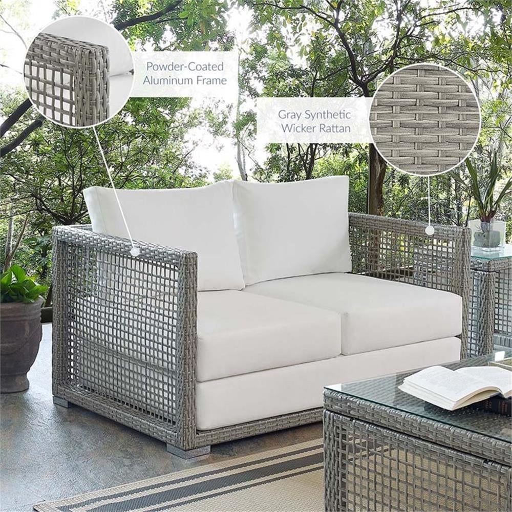 Afuera Living Wicker Patio Loveseat, Gray - 52in W x 32in D