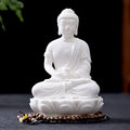 Porcelain White Sakyamuni Buddha Statue, 16.0cm H x 11.0cm W