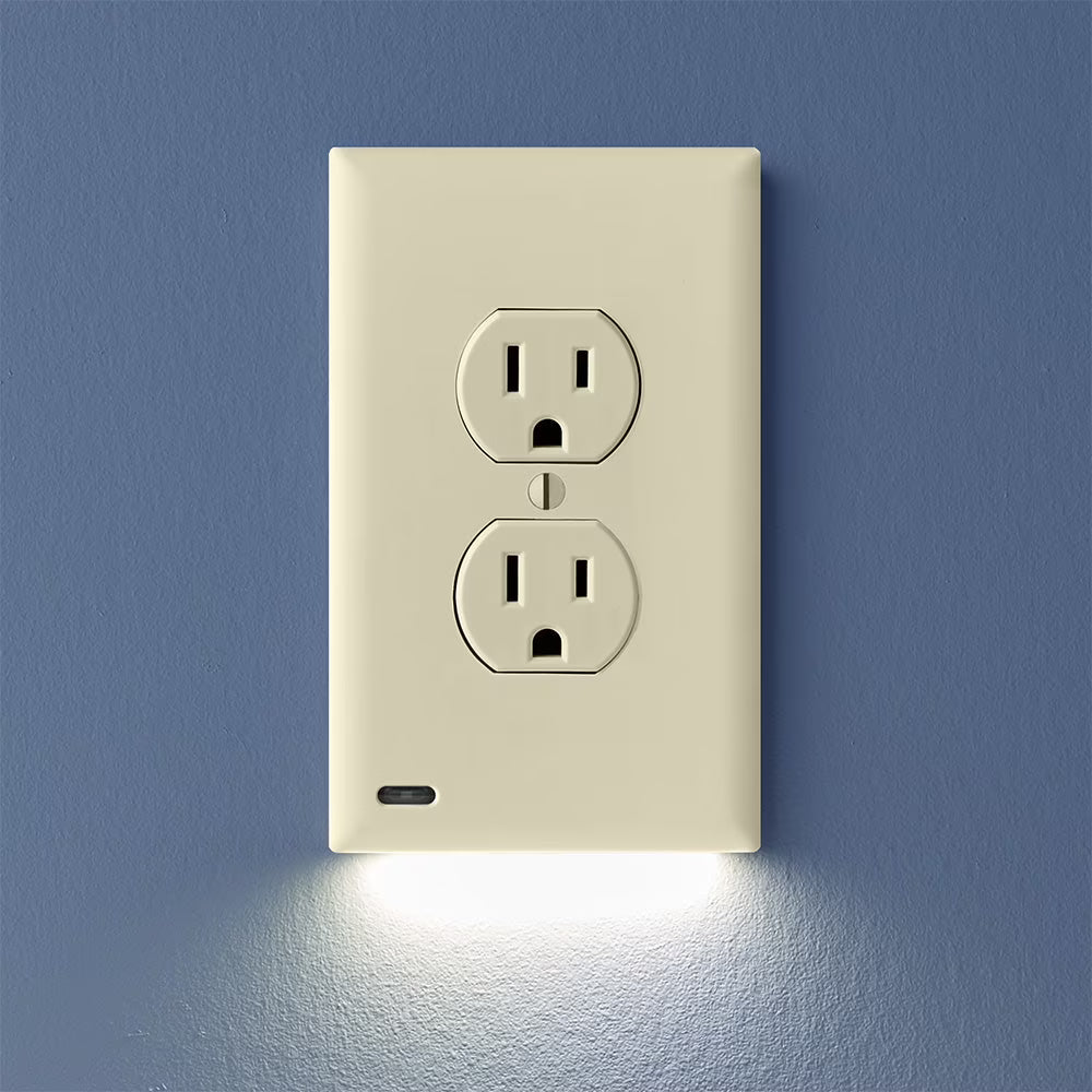 SnapPower GuideLight 2 Duplex LED Night Light Outlet Wall Plate, 6 Pack, White