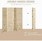 CHFBC 4-Panel Pegboard Room Divider 4.7' Tall Natural