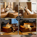 ovios 104in L-Shape Sectional Sofa With Chaise, Grey Plush Corduroy Fabric
