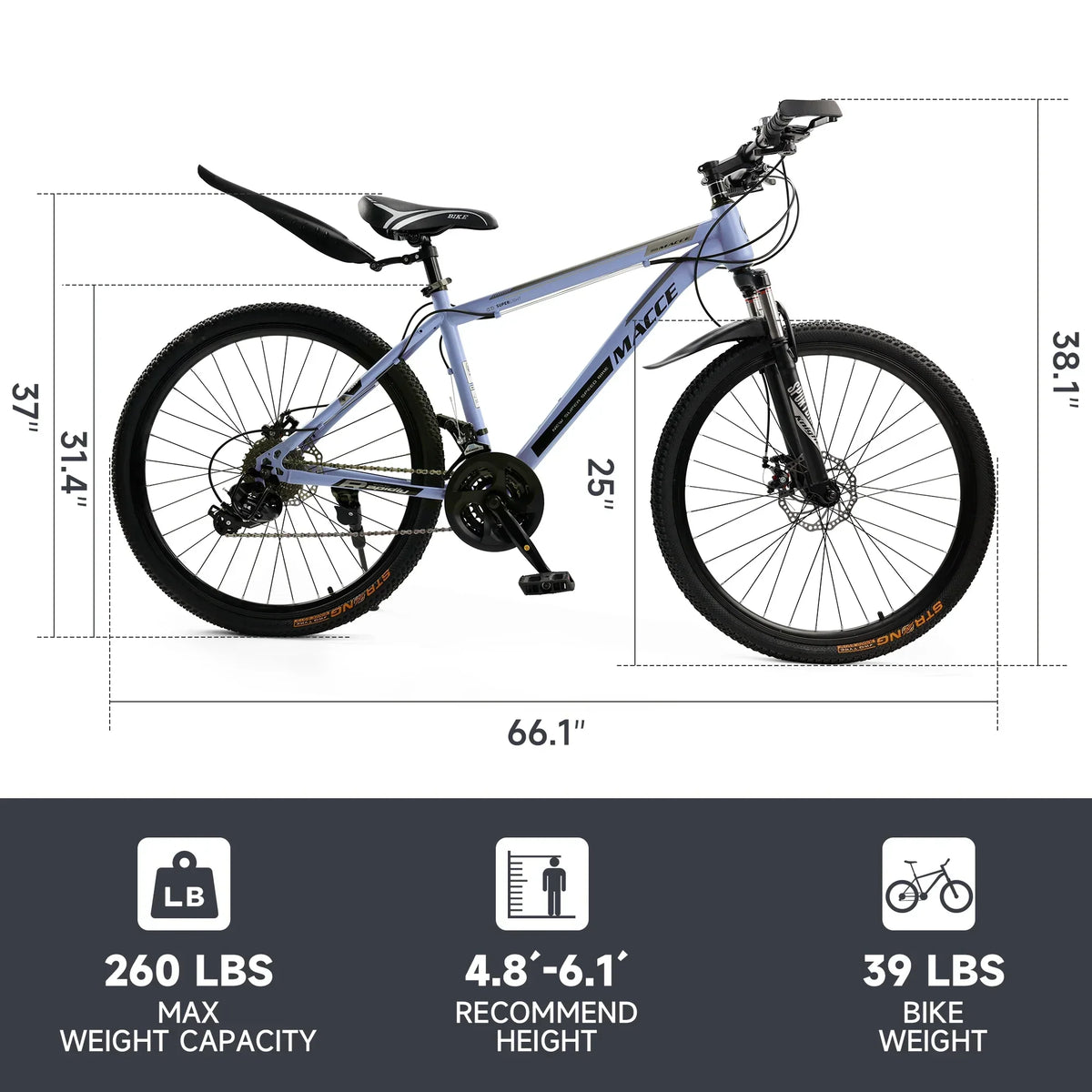 ARTUDATECH 26 Inch 27-Speed Dual Suspension Mountain Bike - Silver, Blue, Gray And Red
