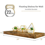 Floating Engineered Wood Wall Shelves, Set Of 3, 23.75 in x 9.25 in