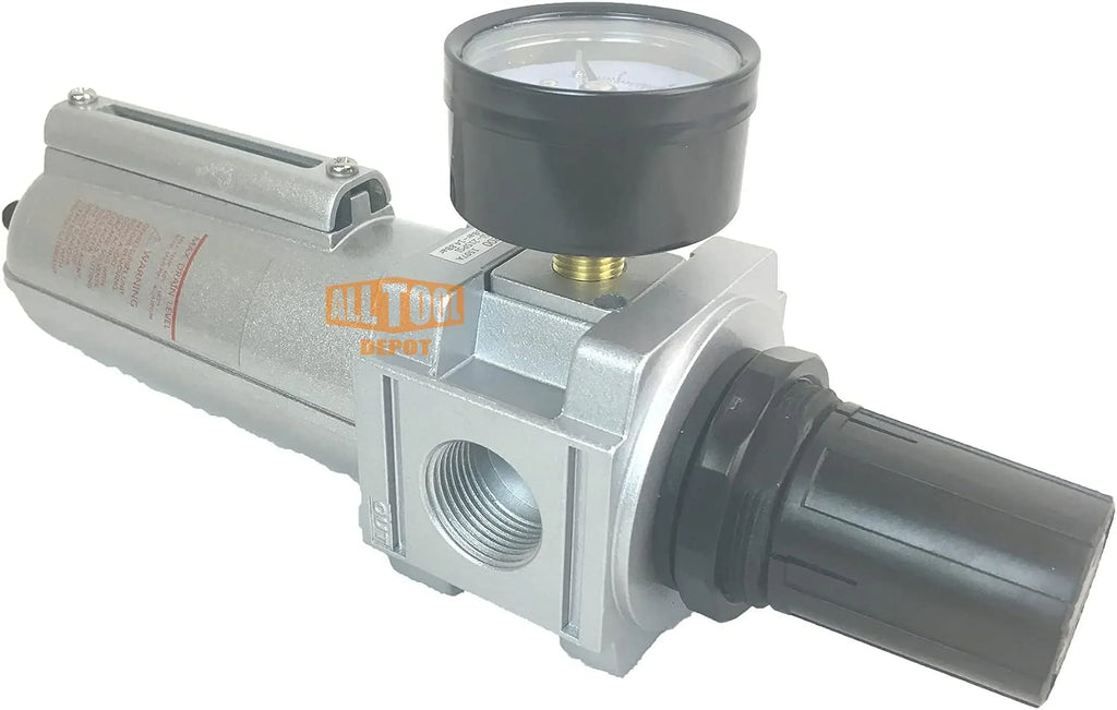 Compressed Air Inline Filter Regulator Combo, Metal Bowl, 5 Micron, 7 To 175 PSI, Auto Drain