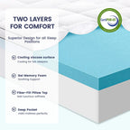 COOLHUT 4-Inch Dual Layer Gel Memory Foam Mattress Topper, King Size, White