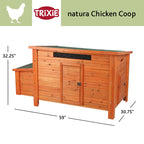 TRIXIE Weatherproof Outdoor Wooden Chicken Coop With 2 Nesting Boxes And Run, Brown