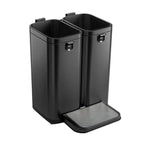 Hikmfg Dual-Section Recycling Bin, 60-Liter, Satin Black Stainless Steel