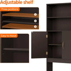 Over-the-Toilet Storage Cabinet With Adjustable Shelves And Double Doors, 77 in H, Espresso