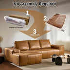 ovios 104in L-Shape Sectional Sofa With Chaise, Grey Plush Corduroy Fabric