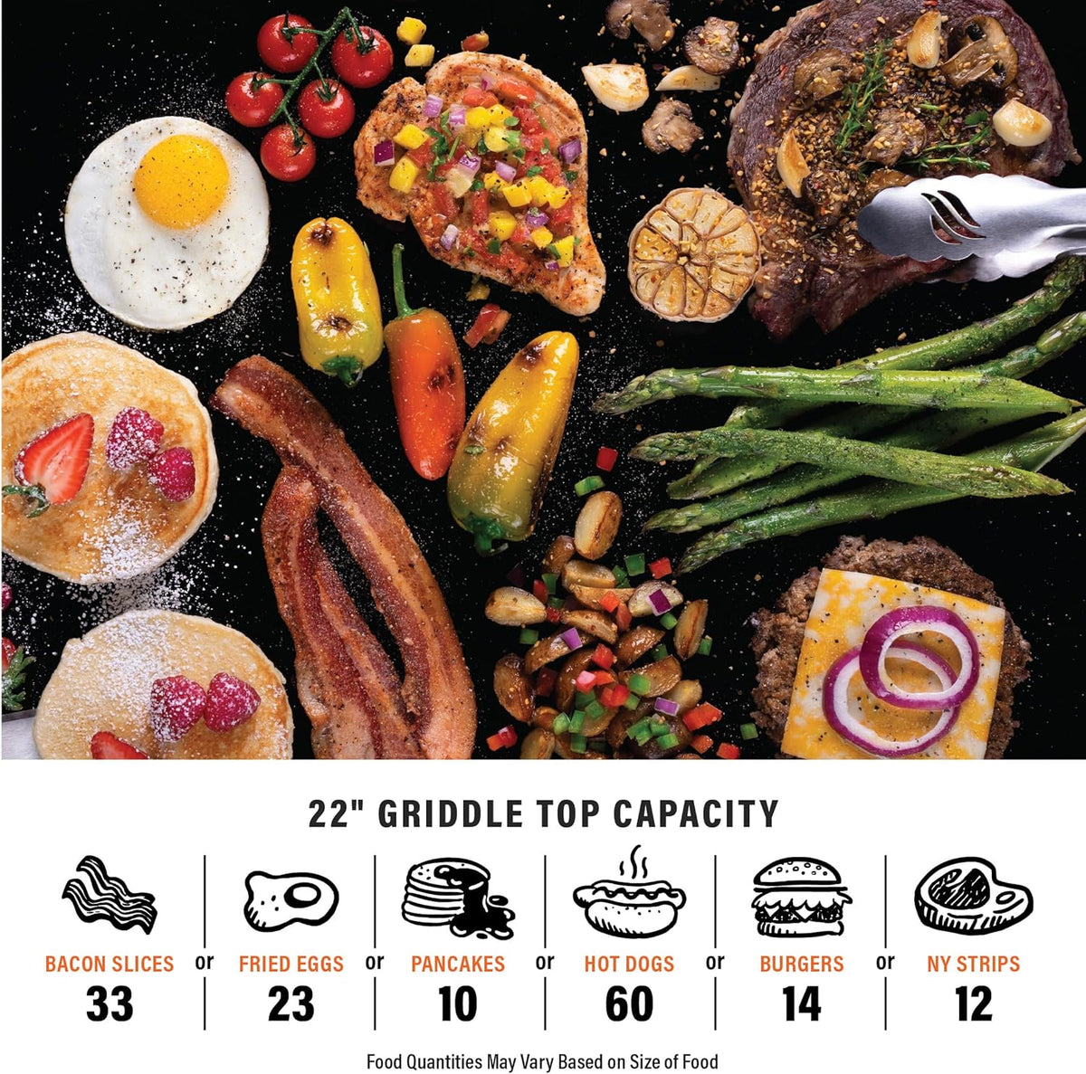 Blackstone 22 inch Tabletop Griddle With Hood, Stainless Steel Front Plate, Black - 1813