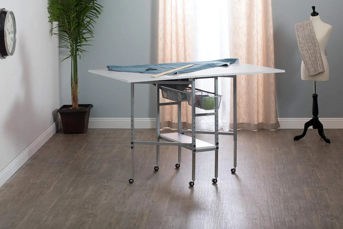 Sew Ready Hobby Cutting Table, 58.75 in x 36.5 in, White/Silver