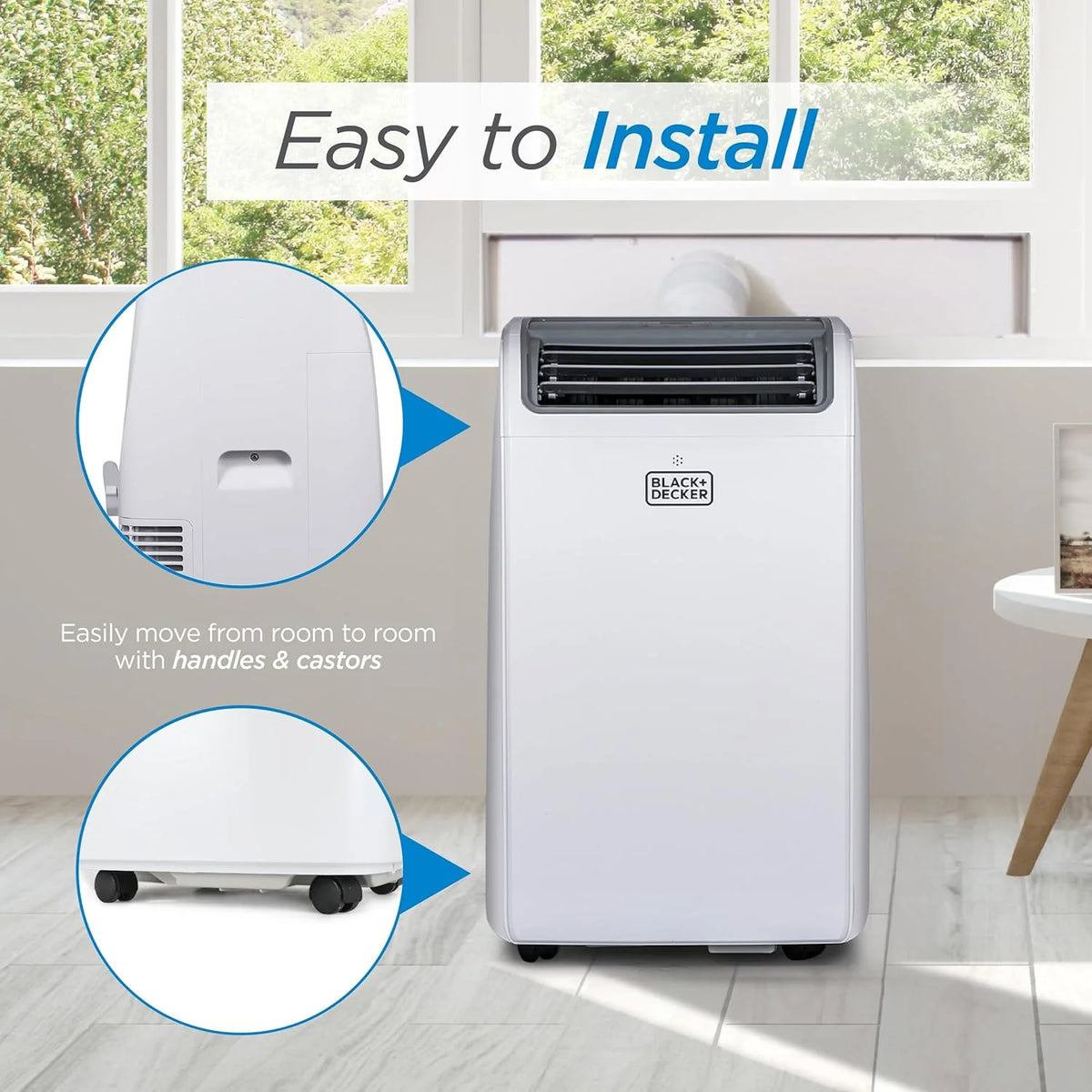 BLACK+DECKER Portable Air Conditioner 10,000 BTU for Rooms up to 450 Sq. Ft., White