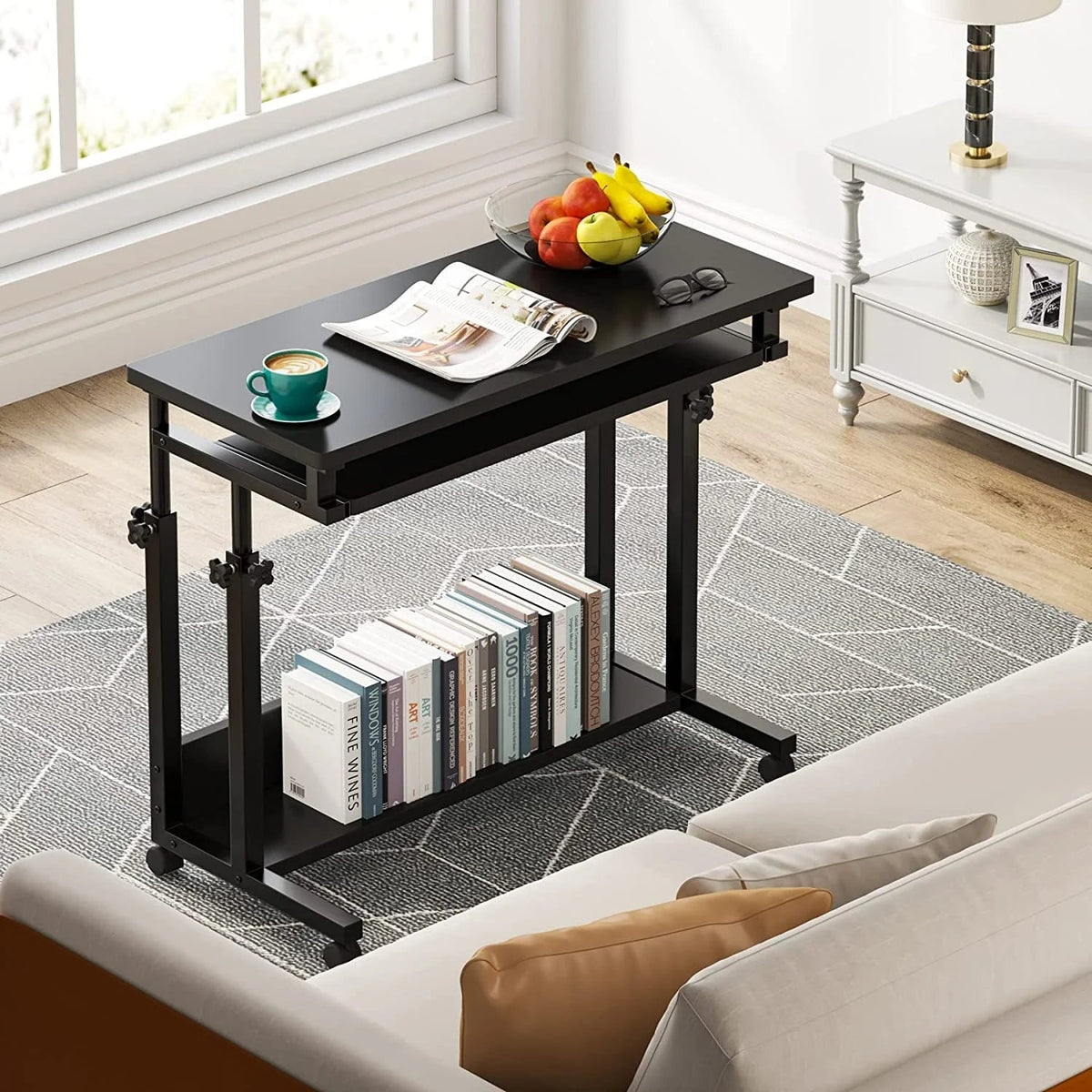 Height-Adjustable Portable Laptop Desk With Keyboard Tray, 43.3in H x 31.5in L x 17in D