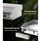 Devanti Commercial Electric Griddle BBQ Grill Plate, 73cm, 4400W, Silver