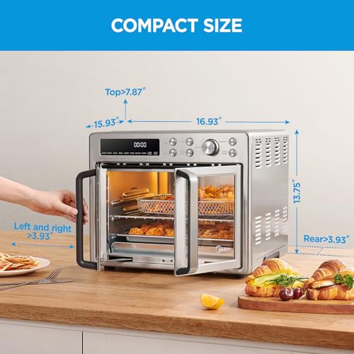 Midea Flexify French Door Air Fryer Toaster Oven Combo, 26.4 QT, 10-in-1, Stainless Steel