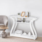 3-Tier Console Table With Storage Shelves - White