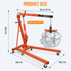 JoanKaren Hydraulic Engine Hoist 4400 lbs, Folding, Yellow - PAU_0LMM