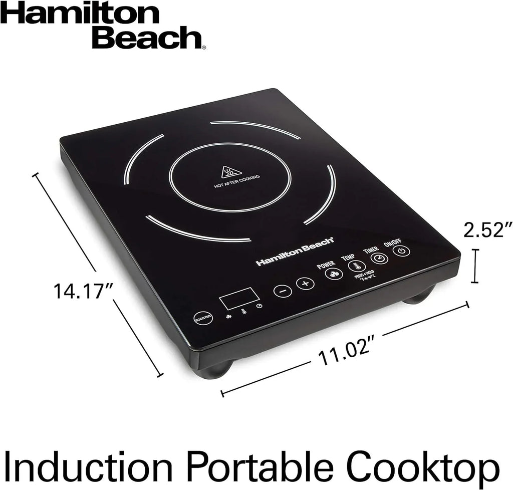 Portable Single Induction Cooktop Countertop Burner, 1800 Watts, 10 Temperature Settings, Black - 34104