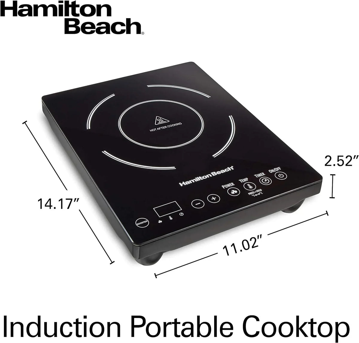 Portable Single Induction Cooktop Countertop Burner, 1800 Watts, 10 Temperature Settings, Black - 34104