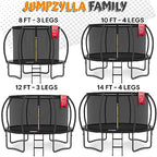 JUMPZYLLA Recreational Trampoline With Enclosure And Ladder - 12 FT