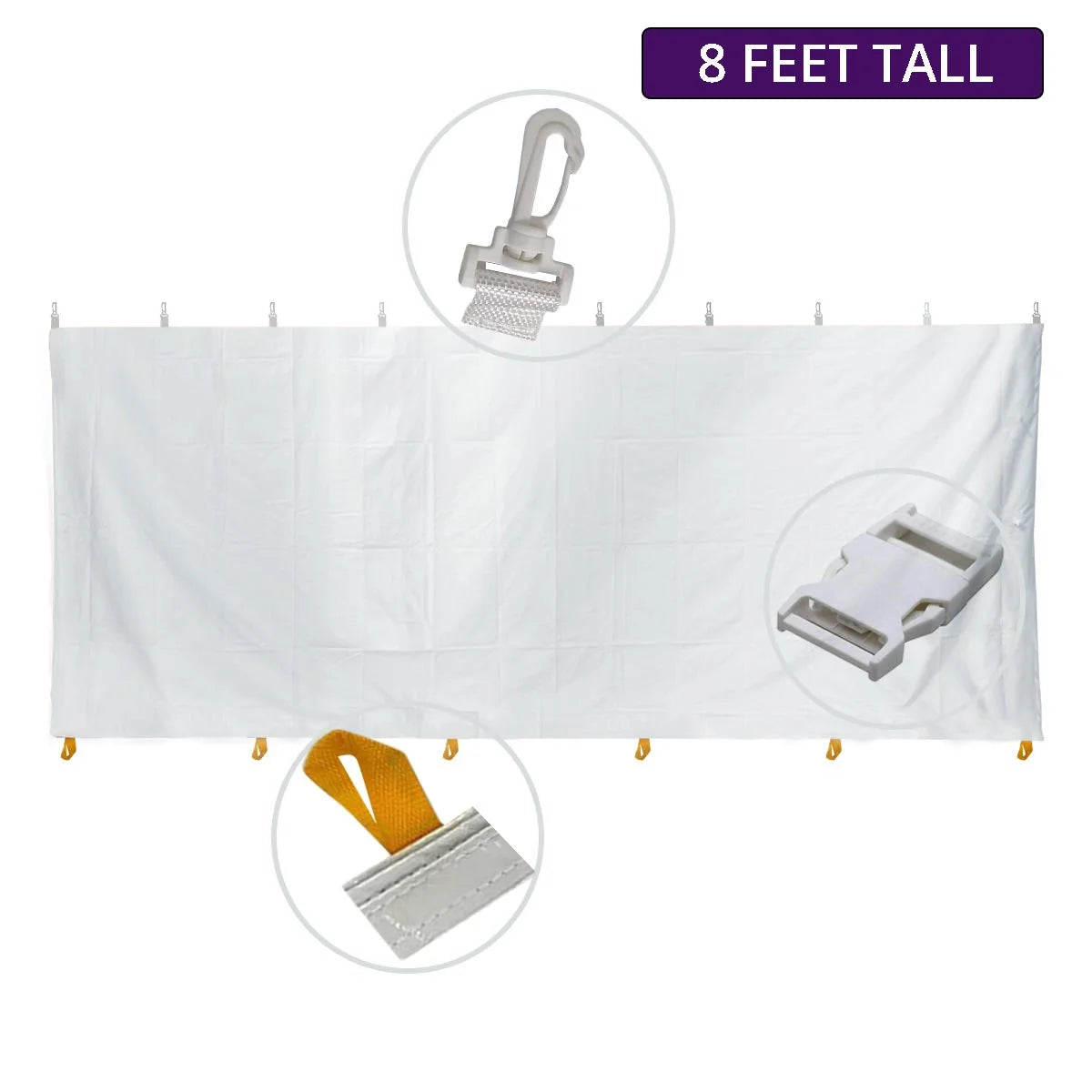 TentandTable Standard Waterproof Sidewall Kit for 8 ft Sides, White, 10 ft x 20 ft