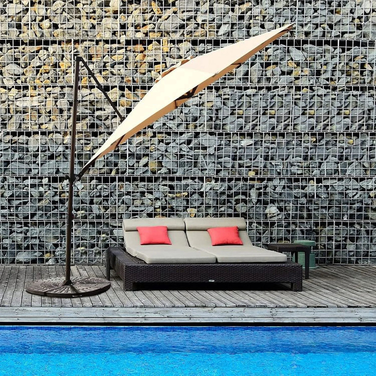 Grand Patio Outdoor Market Cantilever Steerable Umbrella, 10ft, Beige