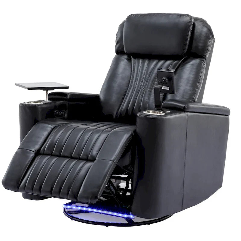 Power Home Theater Recliner Chair, 34.6 D x 38.2 W x 41.4 H, 110-160 Recline, 270 Swivel