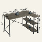 Small L-Shaped Computer Desk With Reversible Storage Shelves - 55-Inch / 47-Inch