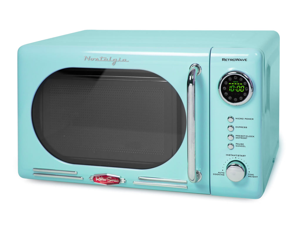 Nostalgia Retro Compact Countertop Microwave Oven 0.7 Cu. Ft. 700-Watts Orange