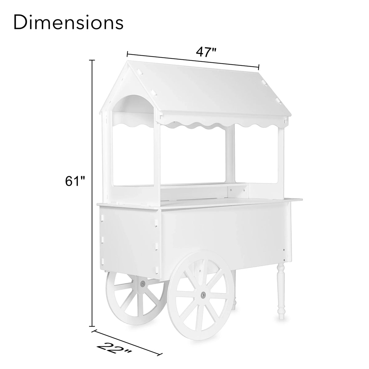 ZETY Wooden Candy Cart Display Stand With Wheels - 75 LBS Capacity