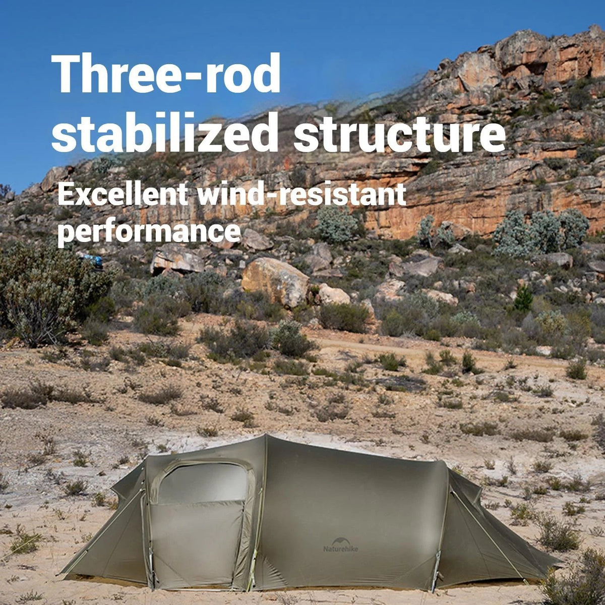 Naturehike Baluosi UL Ultralight Tunnel Hiking Tent, 15D, 2/3 Person, Olive Green - CNK2450WS036