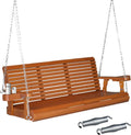 VINGLI Patio Porch Swing Bench With Cup Holders And Phone Slots, 5 FT Pro Brown, 880 LBS
