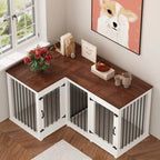 L-Shaped Corner Dog Crate Furniture For 2 Dogs, 58.7 x 41.1