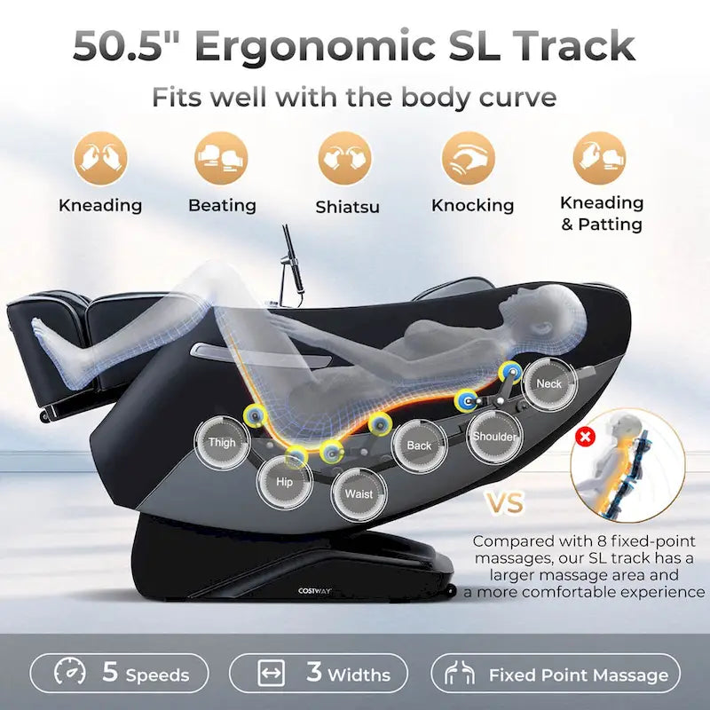 Costway Zero Gravity SL Track Full Body Massage Chair With Waist Heating