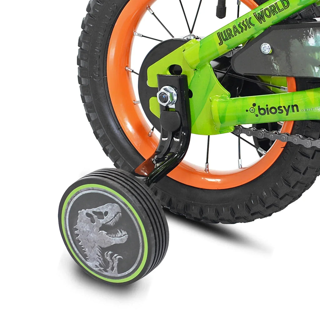 Jurassic World 12-inch Raptor Boys Bicycle With Training Wheels, Green And Orange