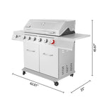 Stainless Steel 6-Burner Gas Grill - 74,000 BTU With Sear And Side Burner