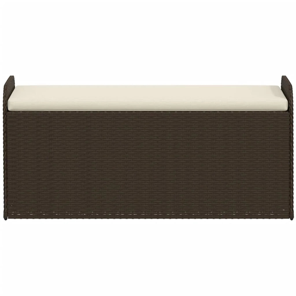 vidaXL Outdoor Poly Rattan Storage Bench With Cushion, Black, 45.3 x 20.1 x 20.5 in